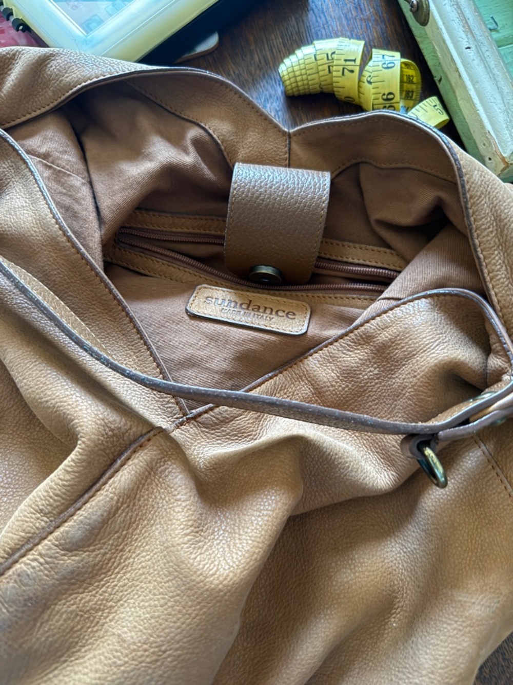 Sundance Leather Hobo Bag in Tan Brown